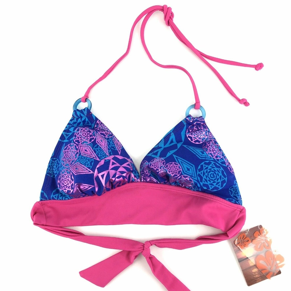 Joe Boxer Foil Halter Bikini Swimsuit Top Only XS